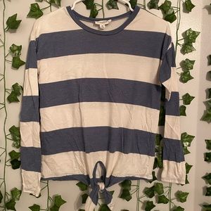 Stripped Long Sleeve front knot shirt